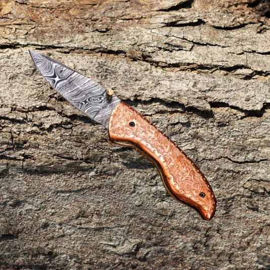 Handmade Damascus Steel Folding Knife Survival Knife Pocket Knife Camping Knife