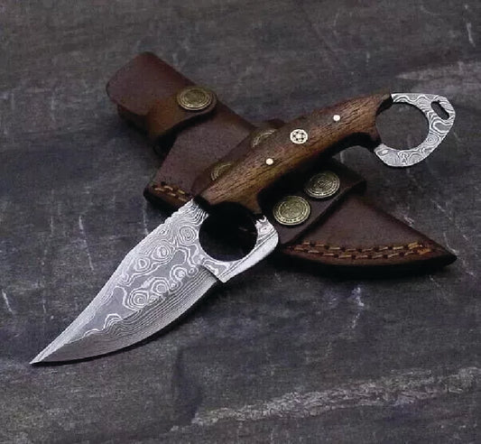 Custom Handmade Damascus Steel,Survival Hunting KnifeKarambit Knife, Sheath