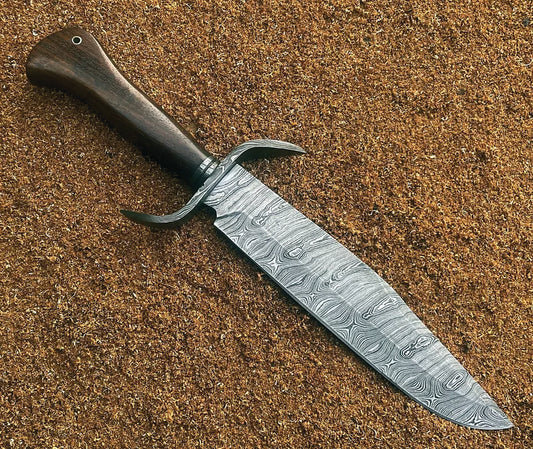 Bowie Knife Custom Made Hand Forged Damascus Steel Hunting Knife