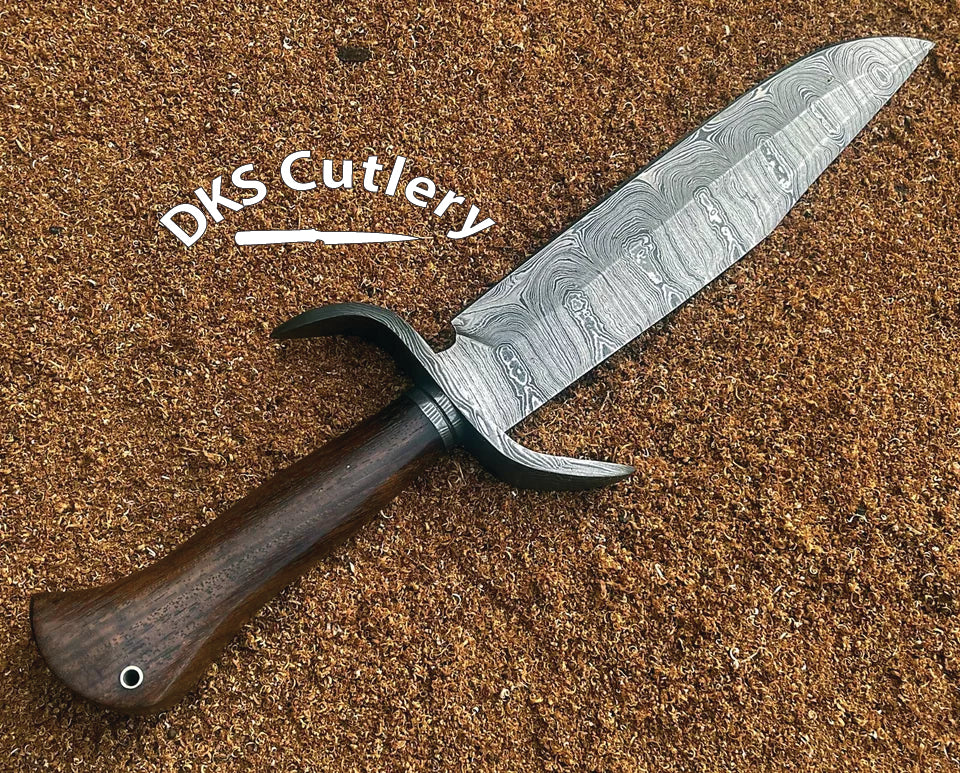 Bowie Knife Custom Made Hand Forged Damascus Steel Hunting Knife