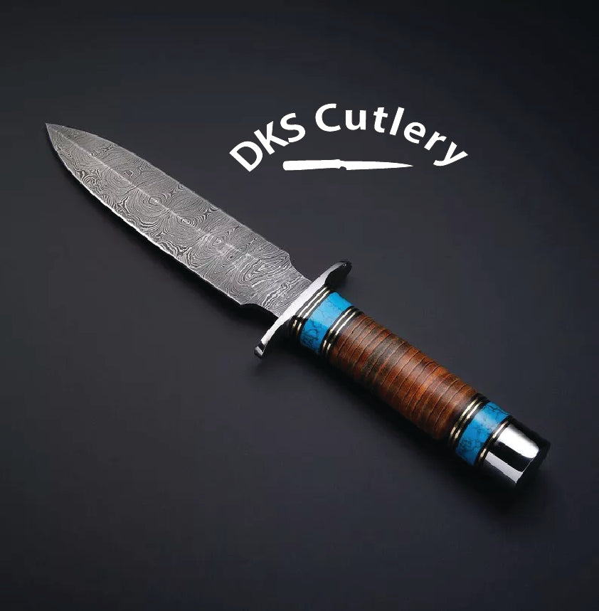 Custom Hand Made Damascus steel Dagger Knife Hunting Knife , Sheath