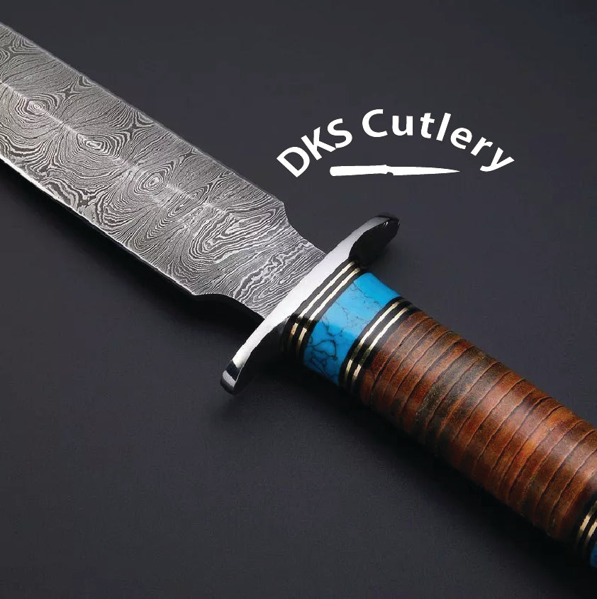 Custom Hand Made Damascus steel Dagger Knife Hunting Knife , Sheath